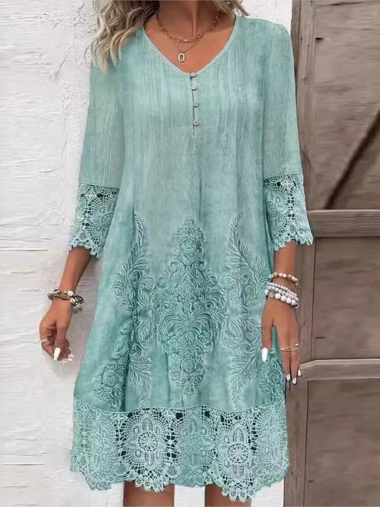 Candace | Elegant, avslappet kjole med V-hals for damer