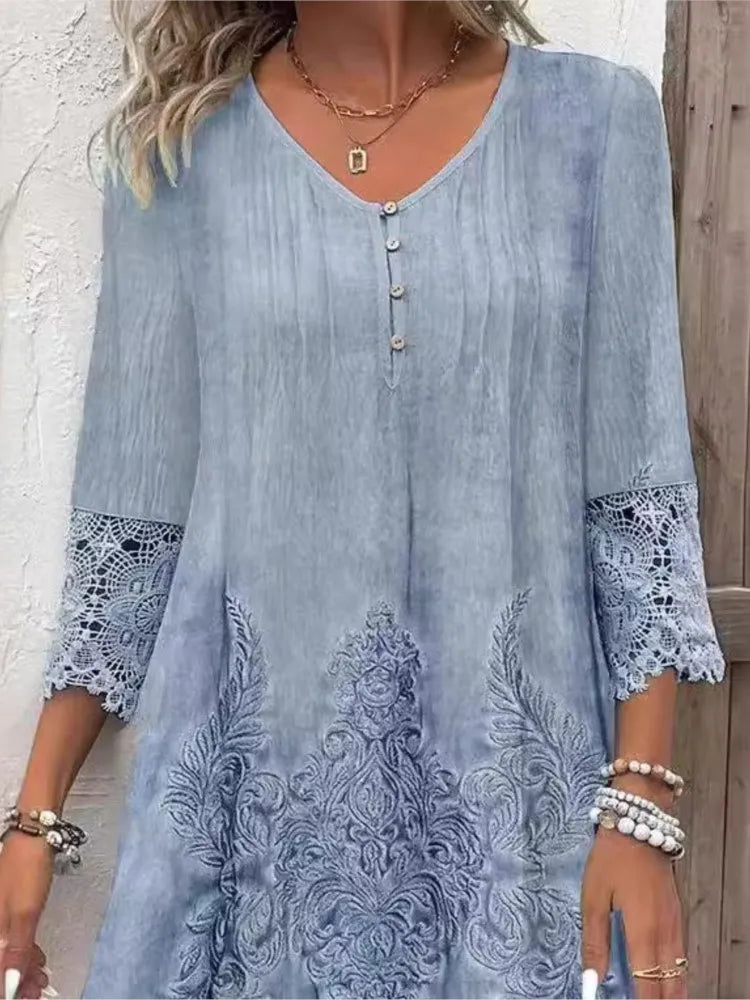 Candace | Elegant, avslappet kjole med V-hals for damer