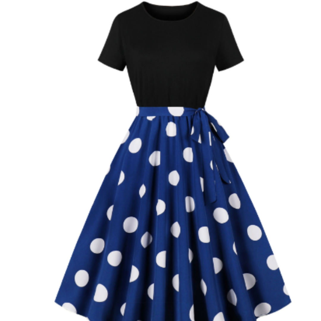 Nerys | Vintage Prikkete Kjole For Damer