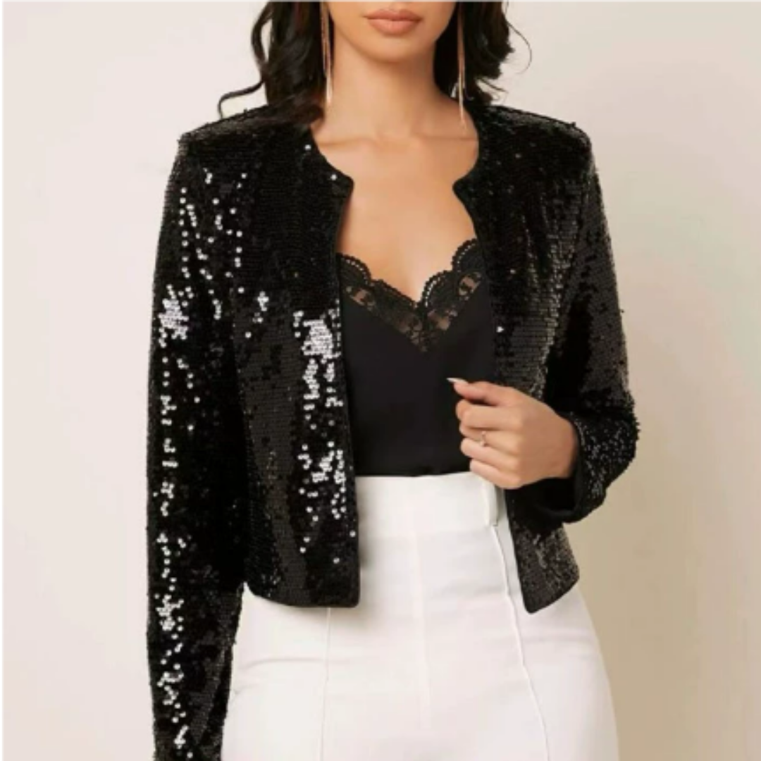 Dame Pailletter Glidelås Blazer | Korte
