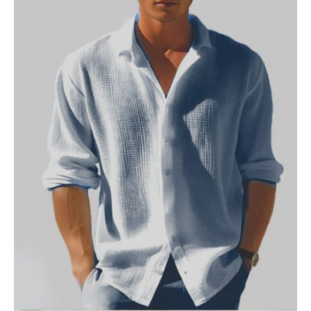 Frederik | Ensfarget langermet button-down skjorte