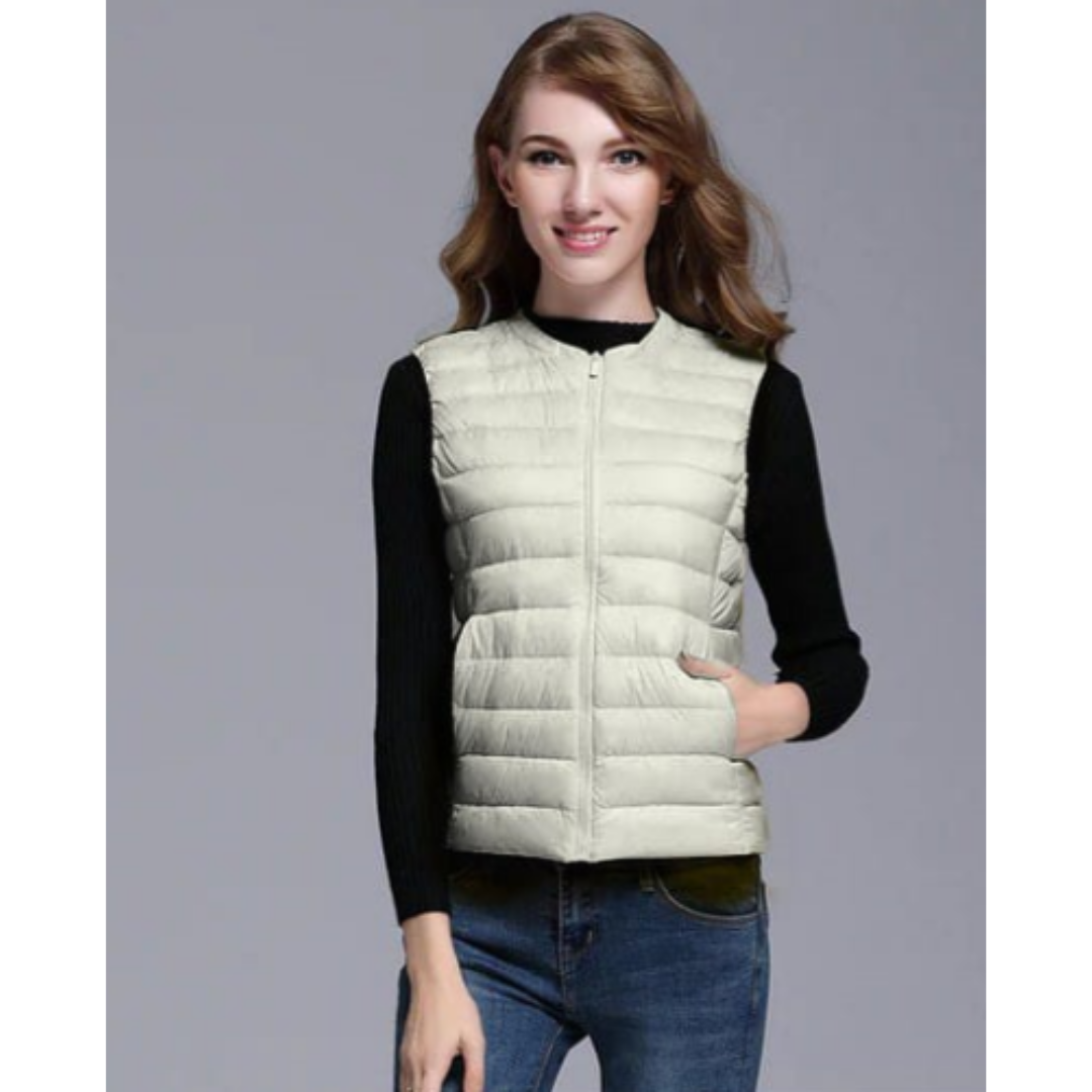 Dame Puffer Dun Vest | Uten Ermer