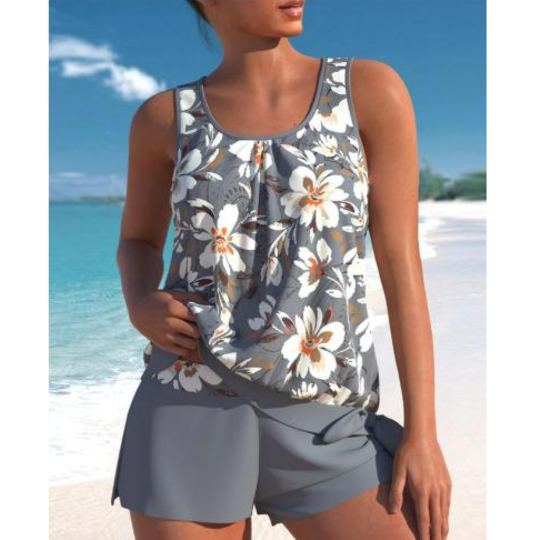 Adalina | To-farget Tankini-sett med blomstermønster for damer
