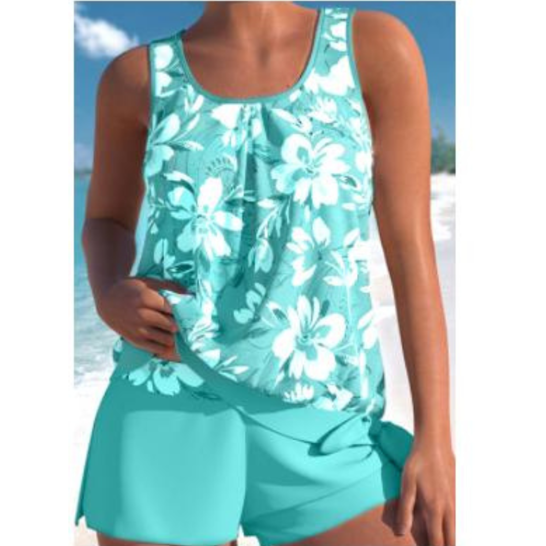 Adalina | To-farget Tankini-sett med blomstermønster for damer