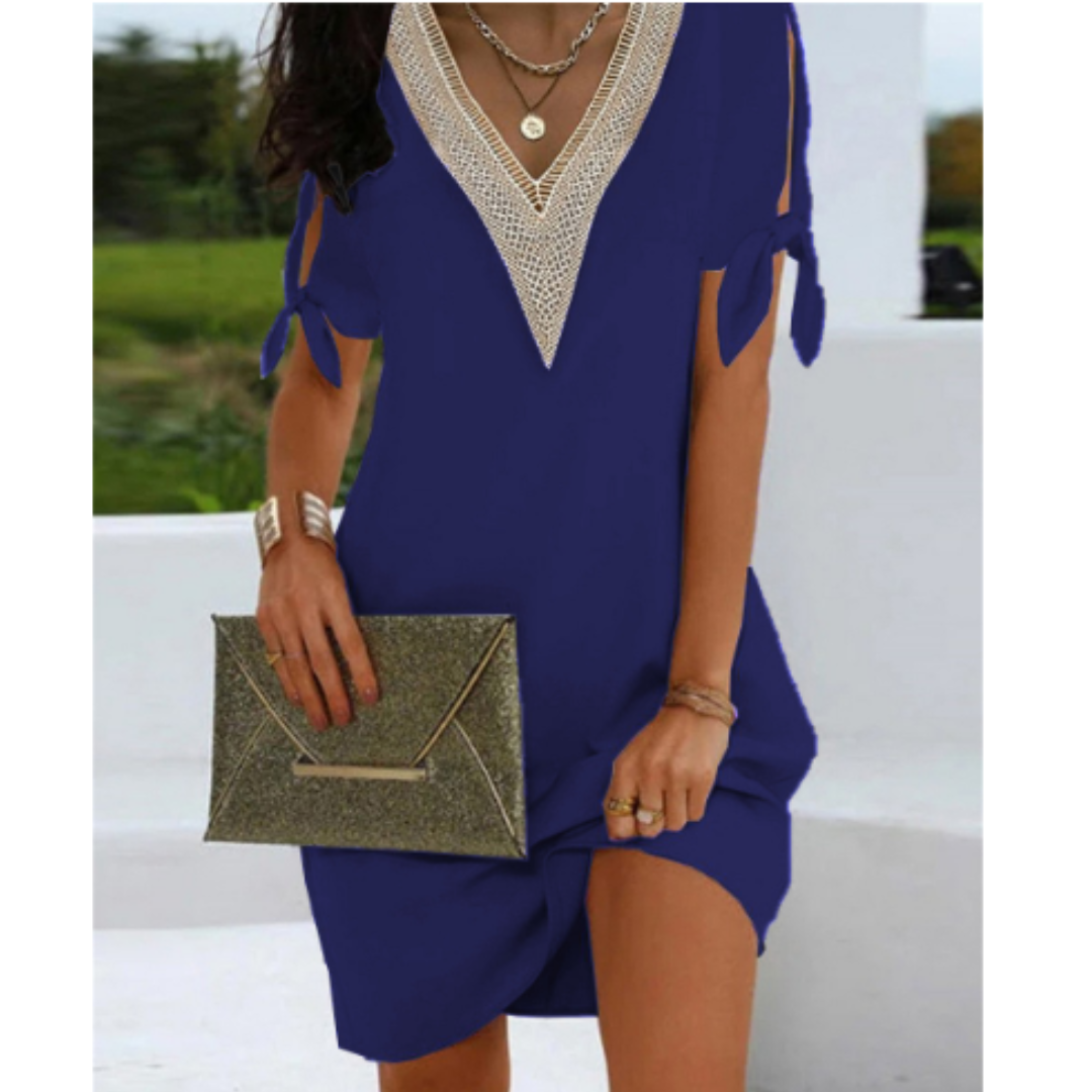 Rachelle | Kravstore tunika-kjole med V-hals for damer | Hvit