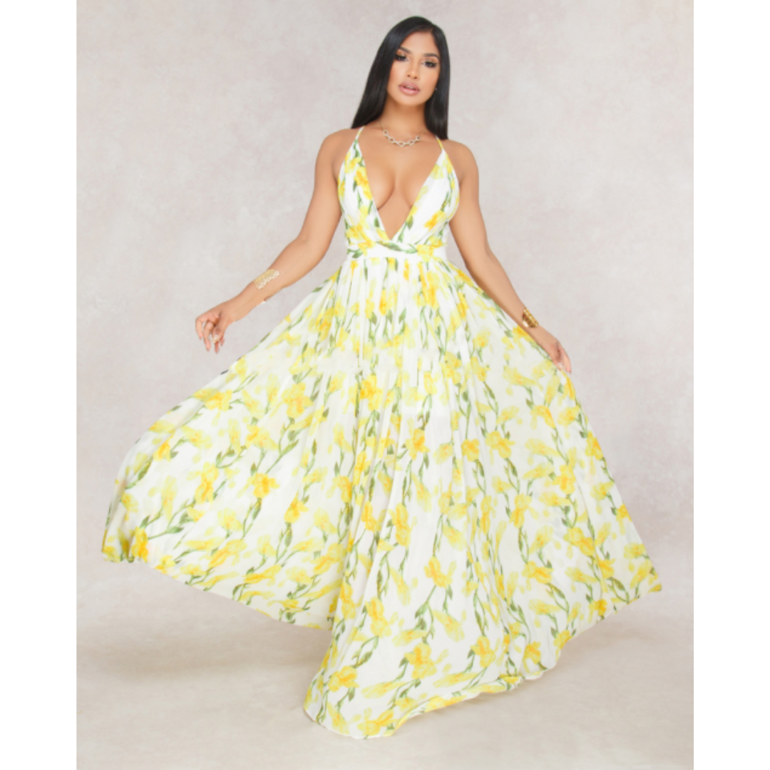Queenie | Trykt off-shoulder kjole