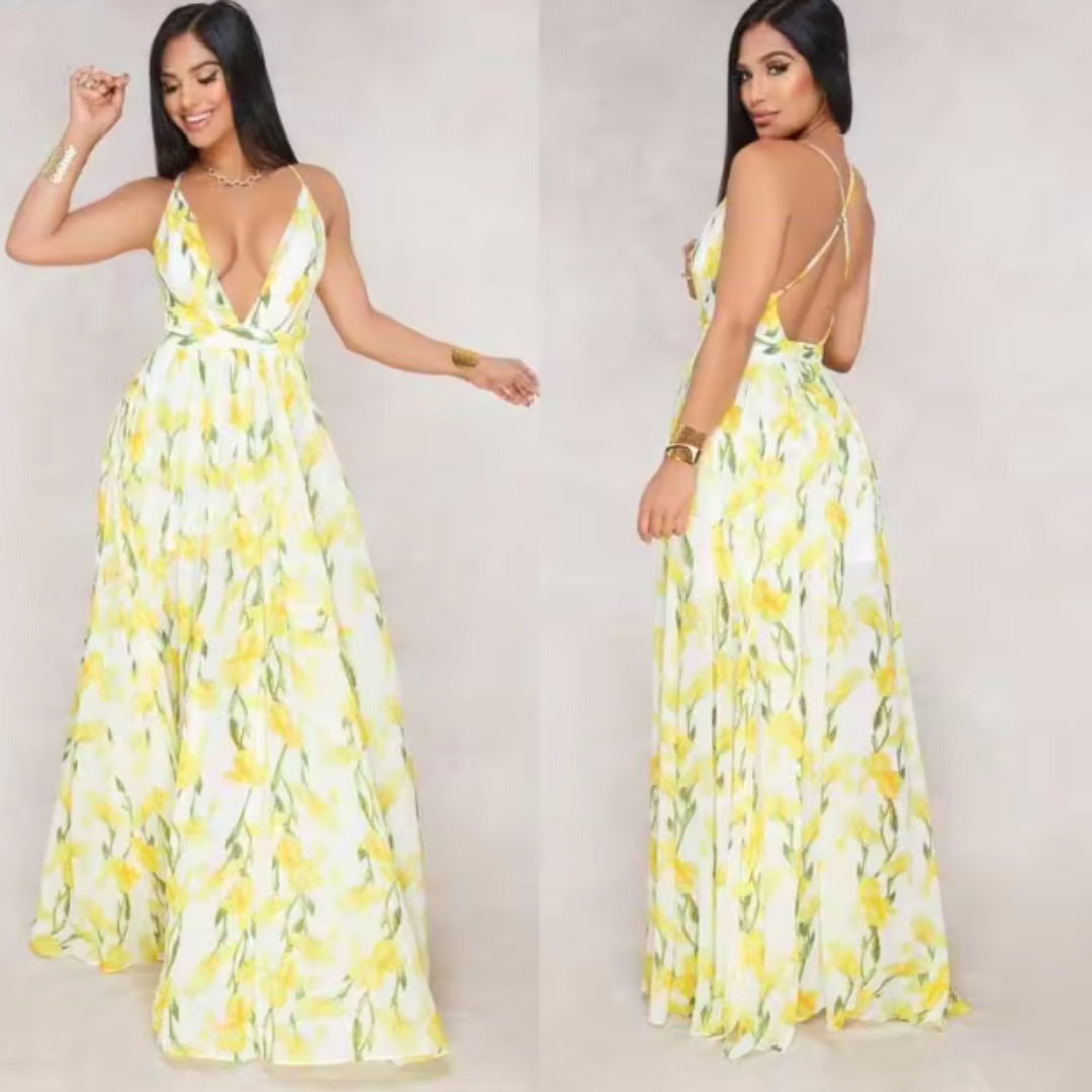 Queenie | Trykt off-shoulder kjole