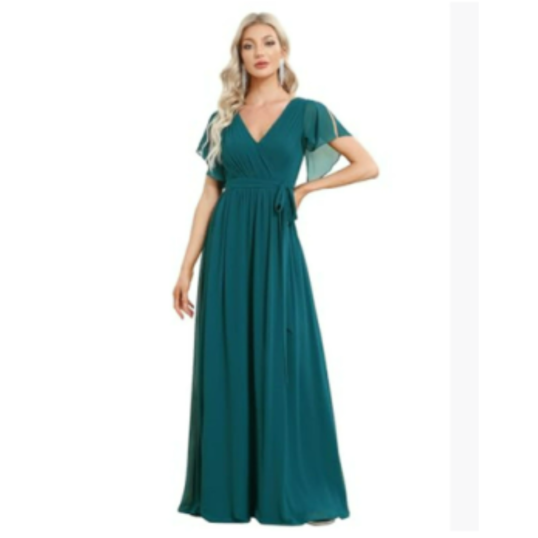 Damen V-Utringet A-Linjekjole | Maxi