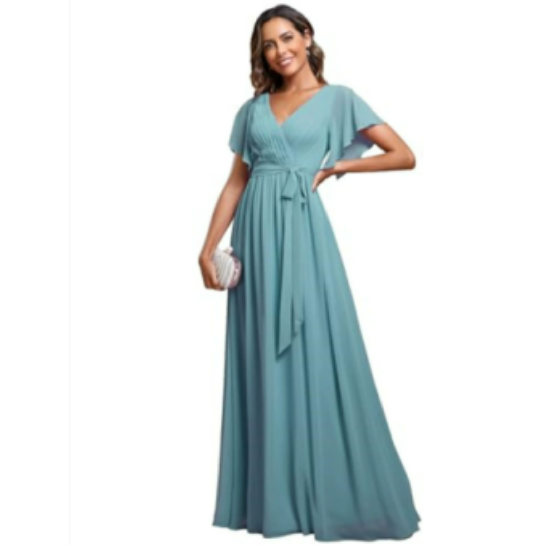 Damen V-Utringet A-Linjekjole | Maxi