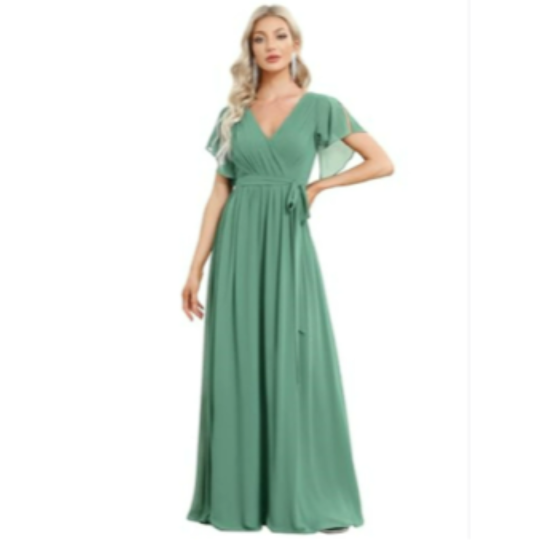 Damen V-Utringet A-Linjekjole | Maxi