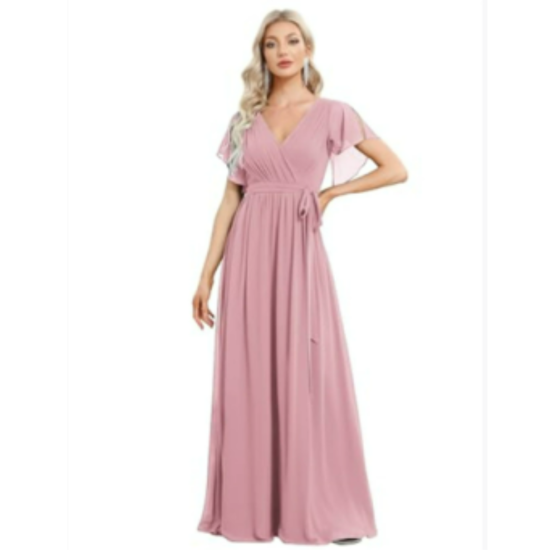Damen V-Utringet A-Linjekjole | Maxi