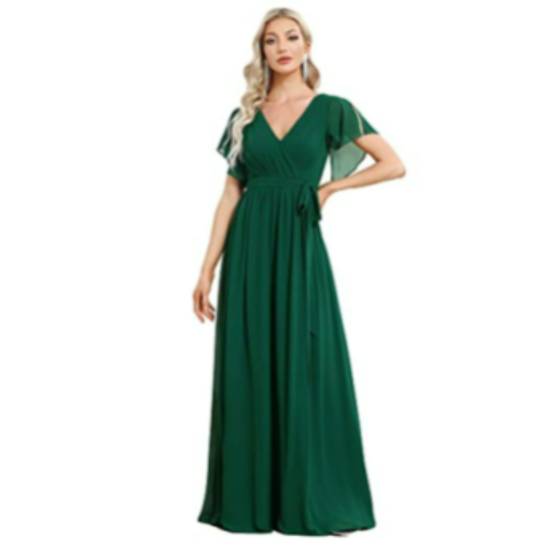 Damen V-Utringet A-Linjekjole | Maxi