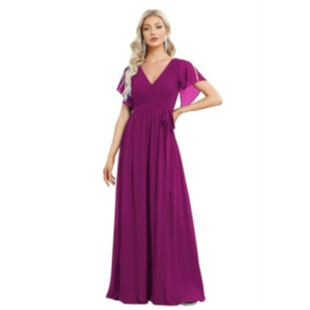 Damen V-Utringet A-Linjekjole | Maxi