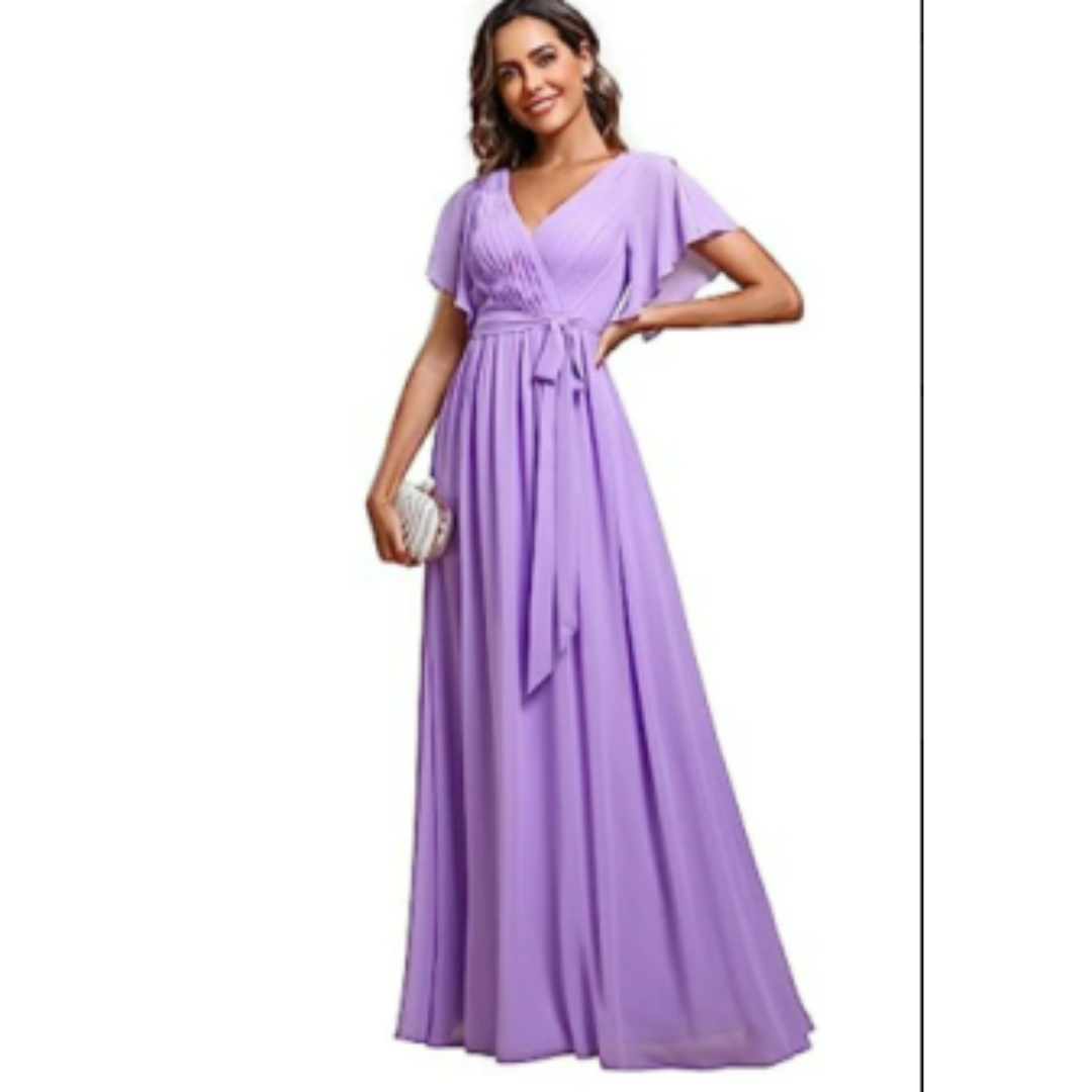 Damen V-Utringet A-Linjekjole | Maxi