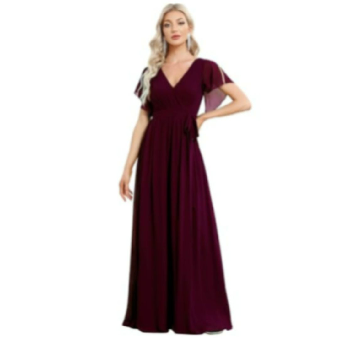 Damen V-Utringet A-Linjekjole | Maxi