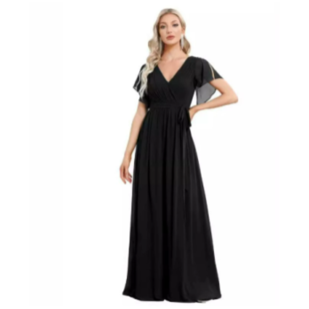 Damen V-Utringet A-Linjekjole | Maxi