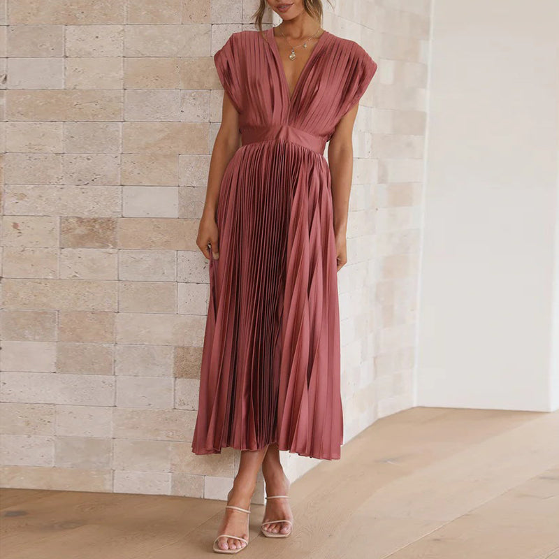 Casimir | Dame Elegant V-Utringet Kjole | Uten Ermer