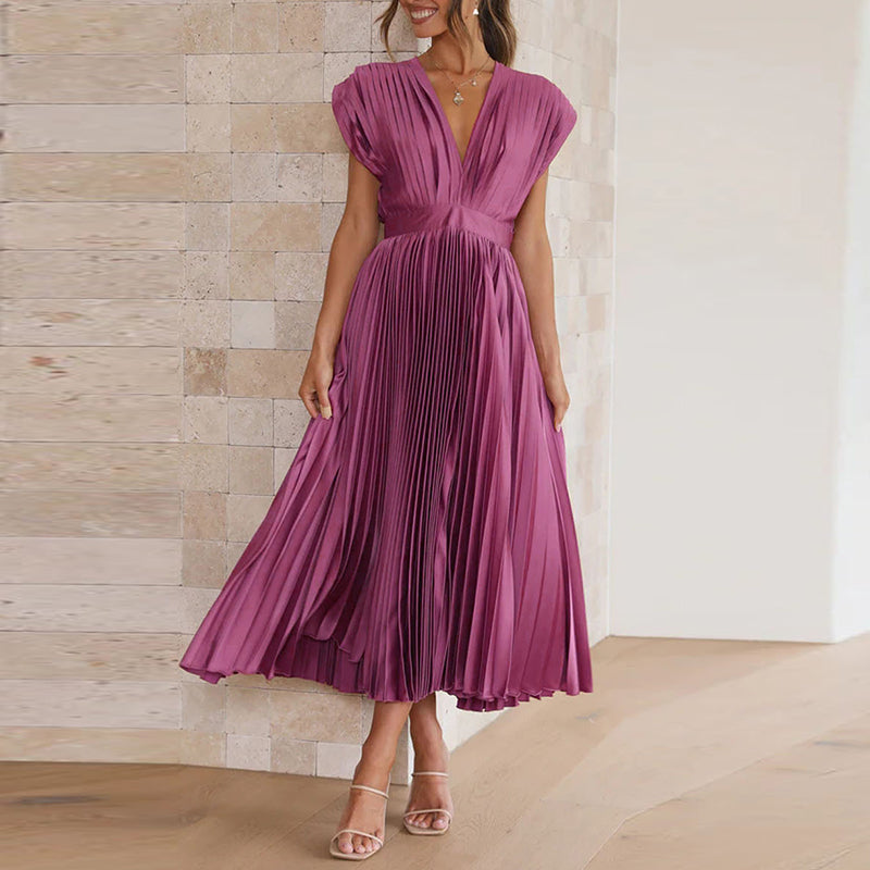 Casimir | Dame Elegant V-Utringet Kjole | Uten Ermer