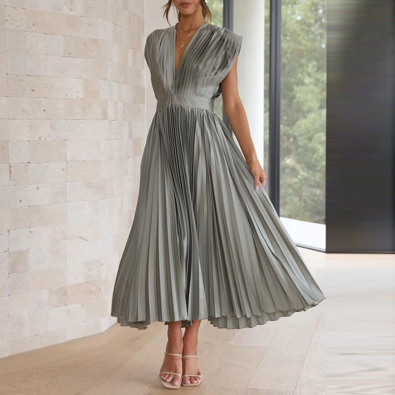 Casimir | Dame Elegant V-Utringet Kjole | Uten Ermer