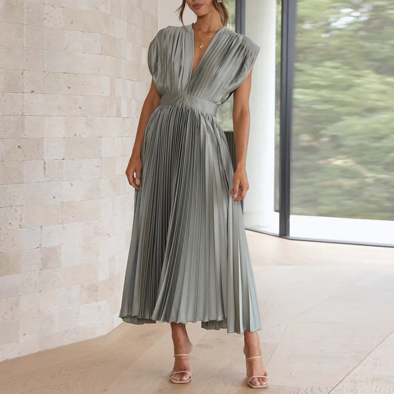 Casimir | Dame Elegant V-Utringet Kjole | Uten Ermer