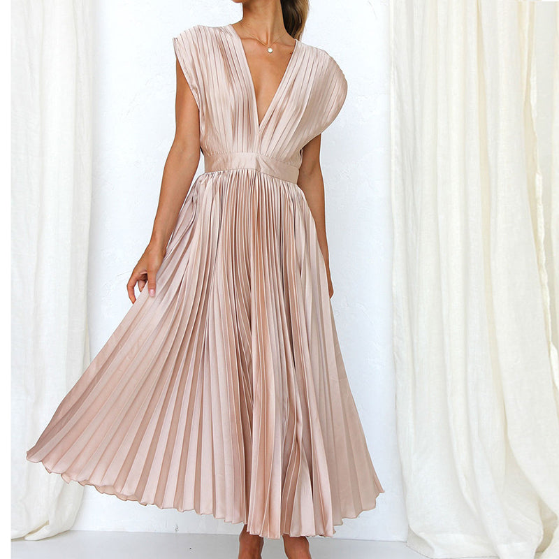 Casimir | Dame Elegant V-Utringet Kjole | Uten Ermer