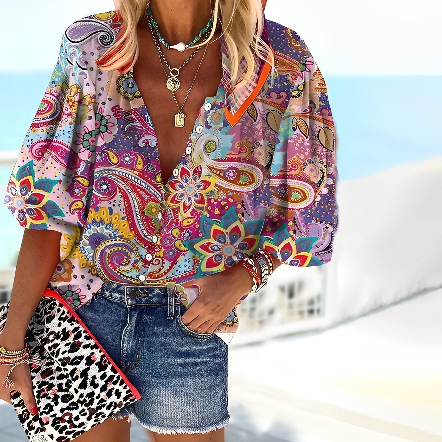 Lavinza | Dame skjorte med mandala-trykk