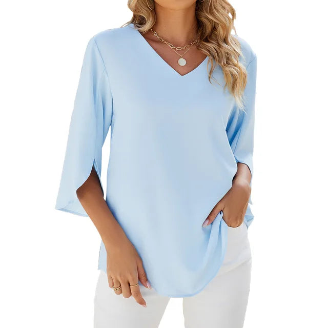 Myk | Elegant Bluse med V-hals for Damer