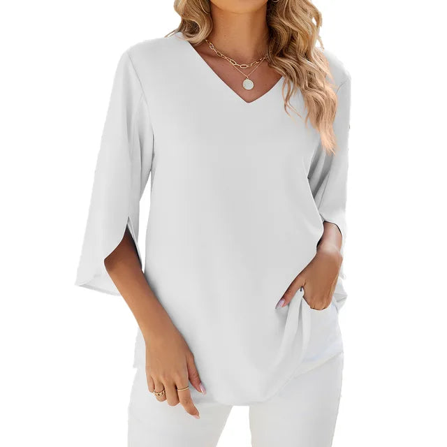 Myk | Elegant Bluse med V-hals for Damer