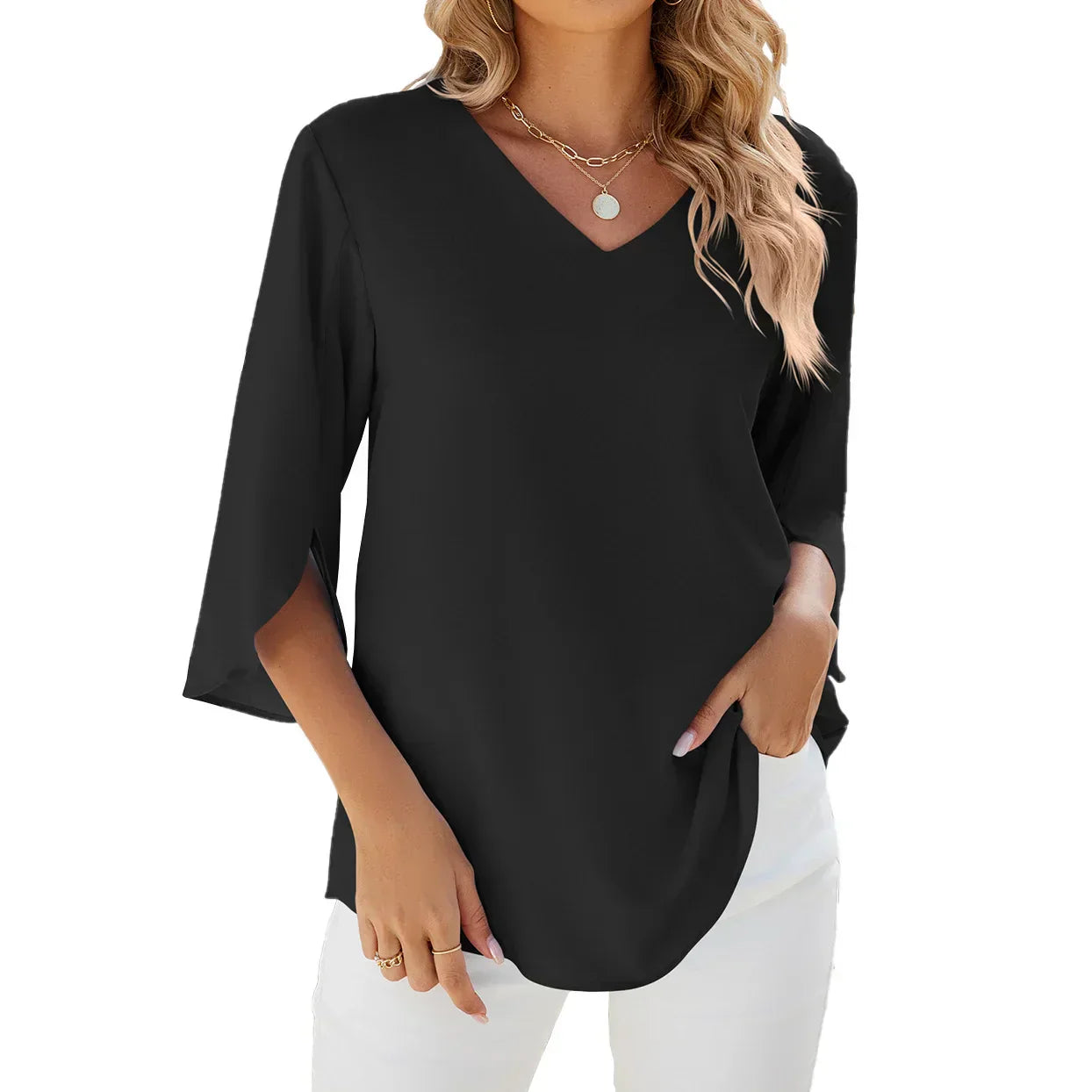 Myk | Elegant Bluse med V-hals for Damer