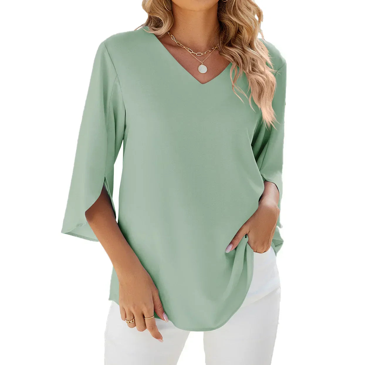 Myk | Elegant Bluse med V-hals for Damer