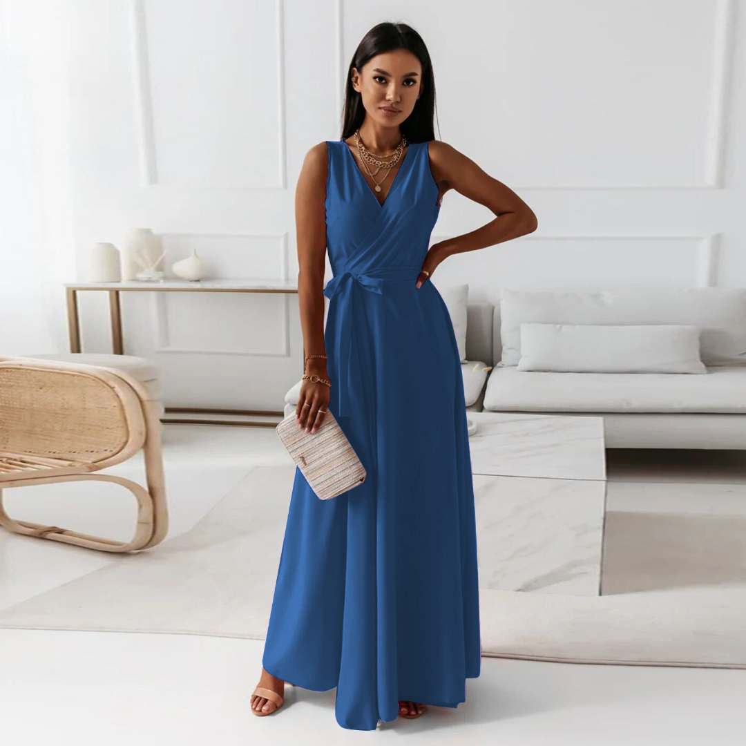Damen V-Hals Uten Ermer Kjole | Maxi