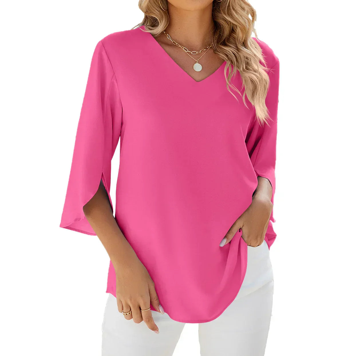 Myk | Elegant Bluse med V-hals for Damer