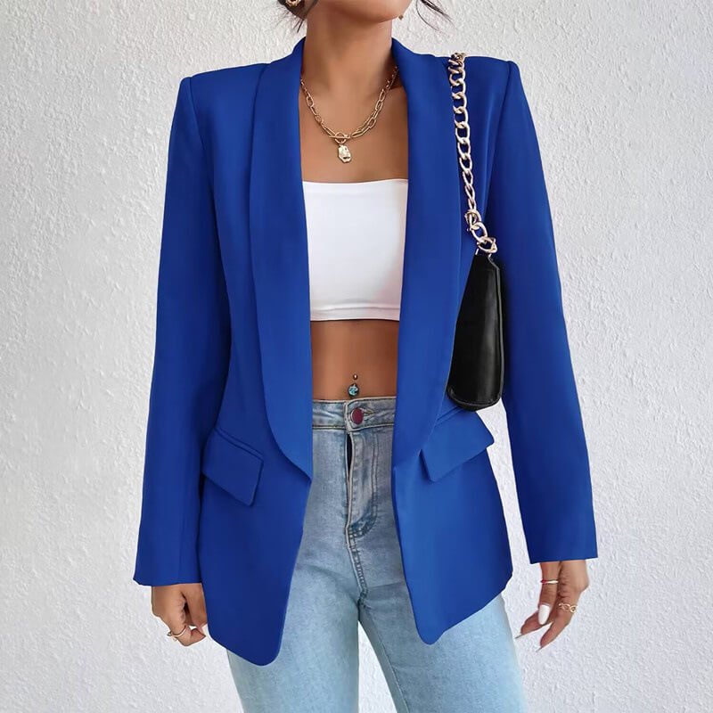 Dame Langarm Åpen Front Blazer | Elegant