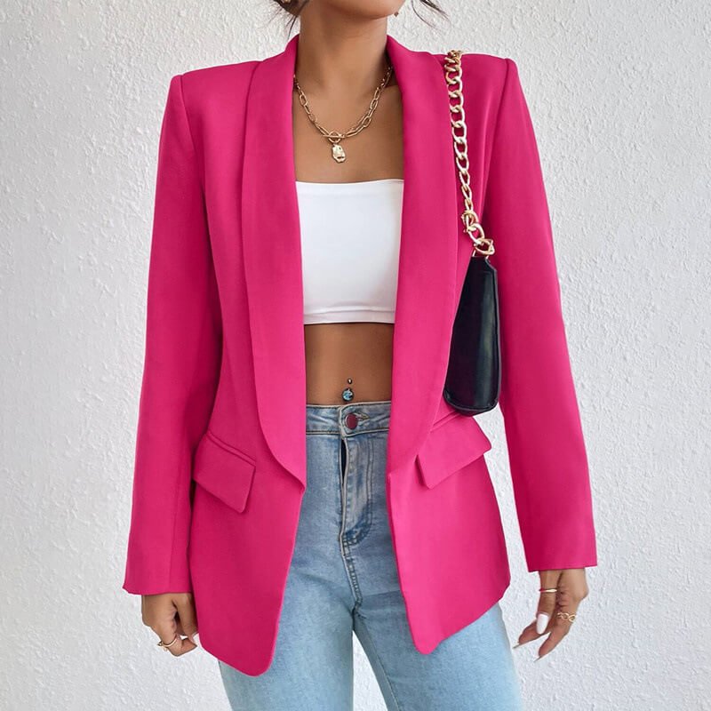 Dame Langarm Åpen Front Blazer | Elegant