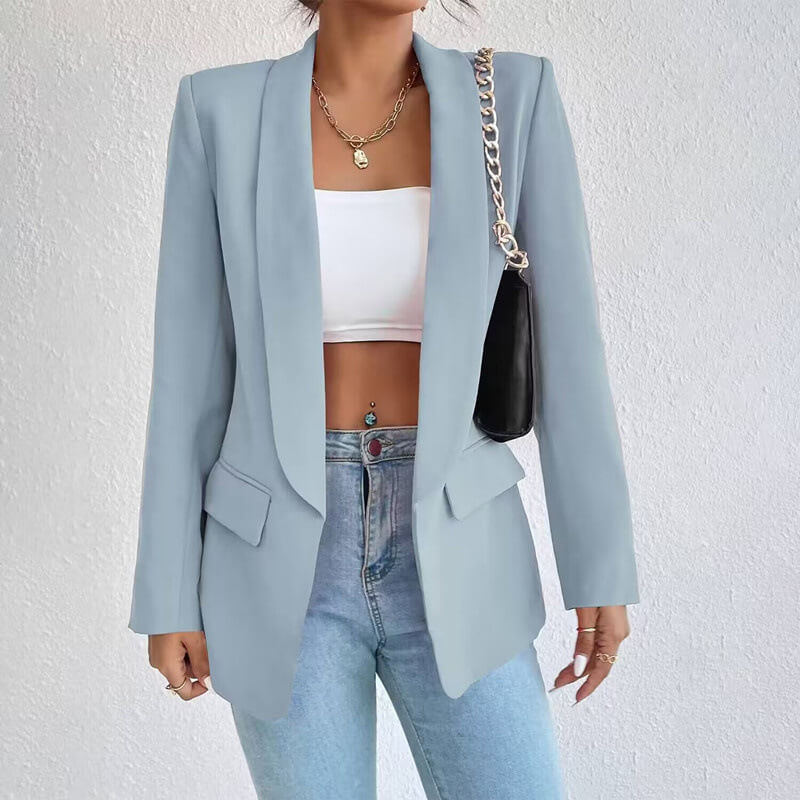 Dame Langarm Åpen Front Blazer | Elegant